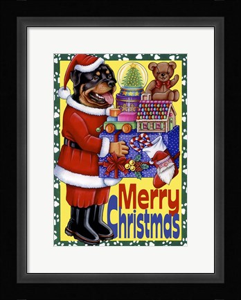 Framed Xmas Rottweiler Print