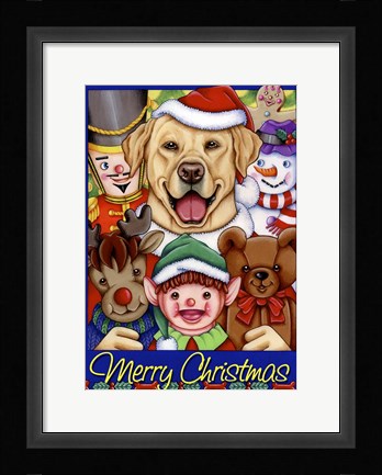 Framed Xmas Yellow Lab Print