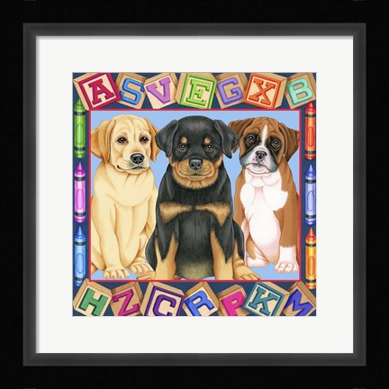 Framed Back To School Pups Print