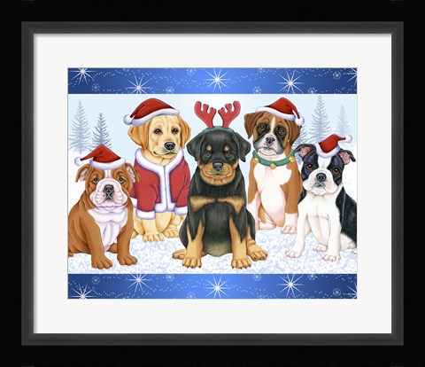 Framed Christmas Pups Print