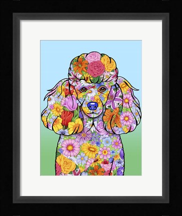 Framed Flowers Poodle Print