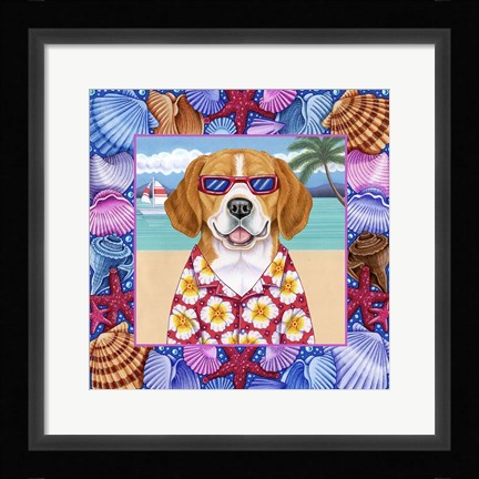Framed Seashells Beagle Print