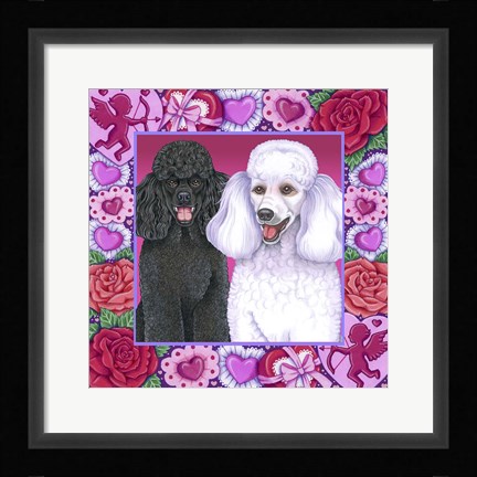 Framed Valentine Poodles Print