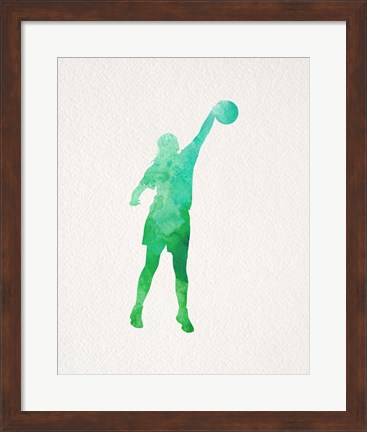 Framed Basketball Girl Watercolor Silhouette Part I Print