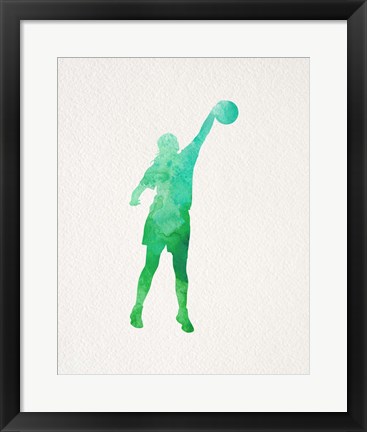 Framed Basketball Girl Watercolor Silhouette Part I Print