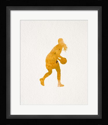 Framed Basketball Girl Watercolor Silhouette Part III Print