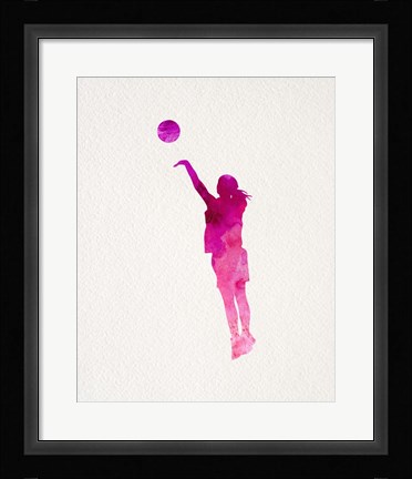 Framed Basketball Girl Watercolor Silhouette Part IV Print