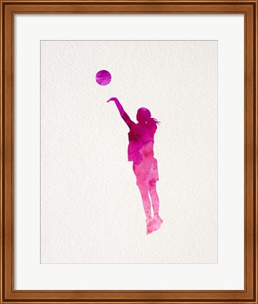 Framed Basketball Girl Watercolor Silhouette Part IV Print