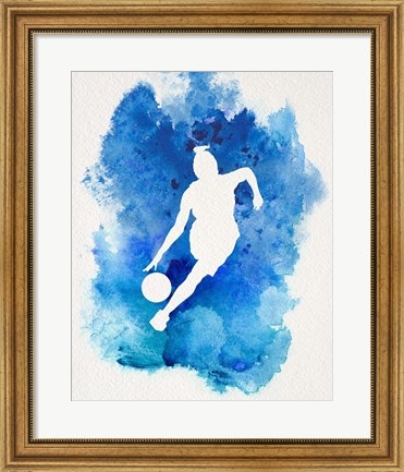Framed Basketball Girl Watercolor Silhouette Inverted Part II Print