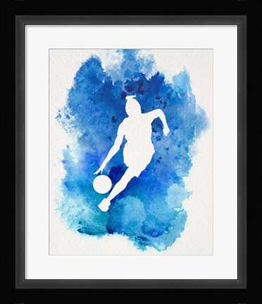 Framed Basketball Girl Watercolor Silhouette Inverted Part II Print