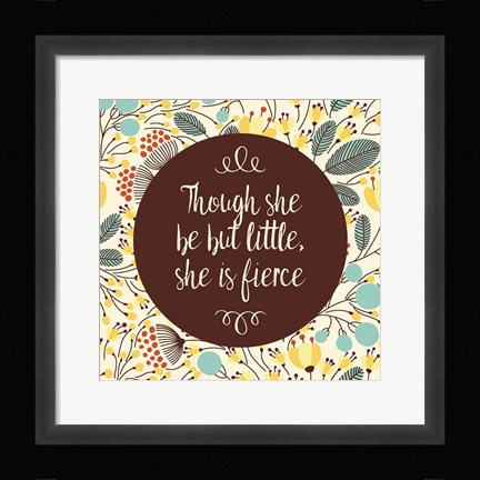 Framed Though She Be But Little - Retro Floral White Print