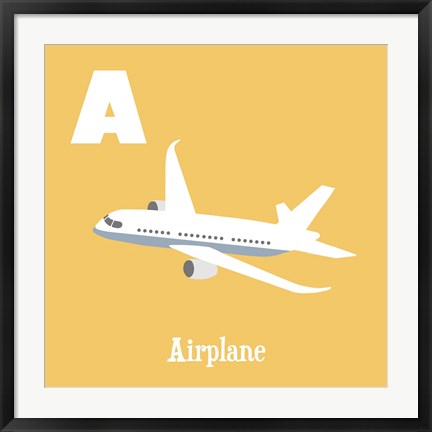 Framed Transportation Alphabet - A is for Airplane Print