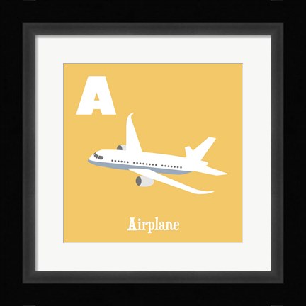 Framed Transportation Alphabet - A is for Airplane Print