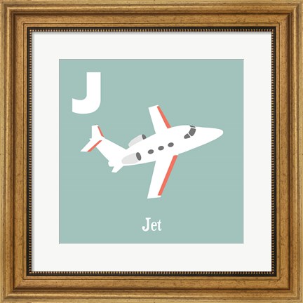 Framed Transportation Alphabet - J is for Jet Print