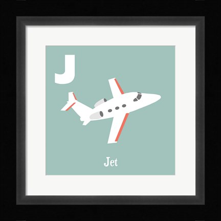Framed Transportation Alphabet - J is for Jet Print