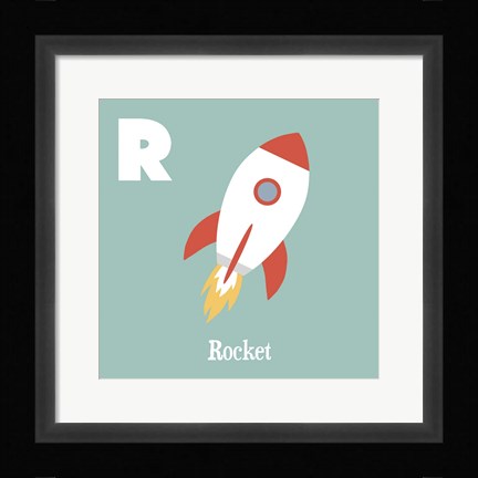 Framed Transportation Alphabet - R is for Rocket Print