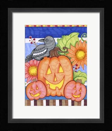 Framed Crows Pumpkin Patch Print