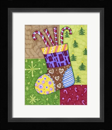Framed Patchwork Stocking Print