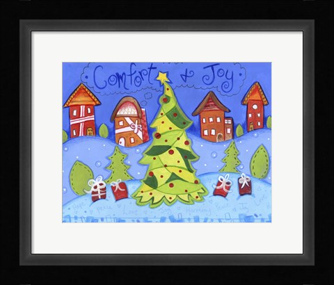 Framed Christmas Village Print