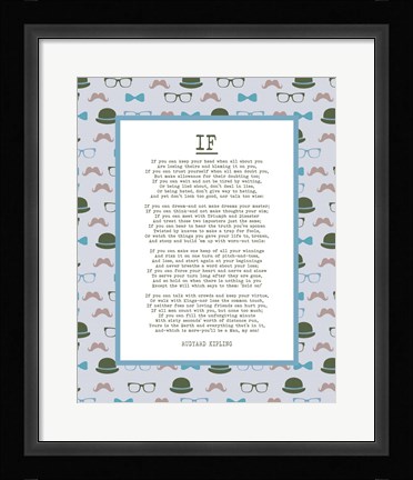 Framed If by Rudyard Kipling - Retro Blue Print