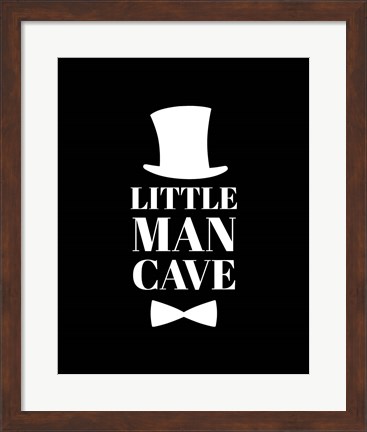Framed Little Man Cave Top Hat and Bow Tie - Black Print