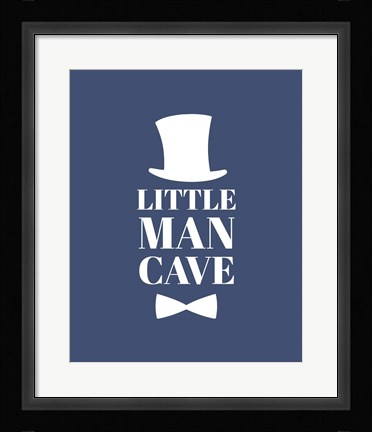 Framed Little Man Cave Top Hat and Bow Tie - Blue Print
