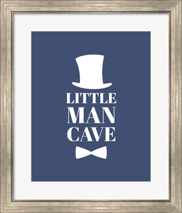 Framed Little Man Cave Top Hat and Bow Tie - Blue Print