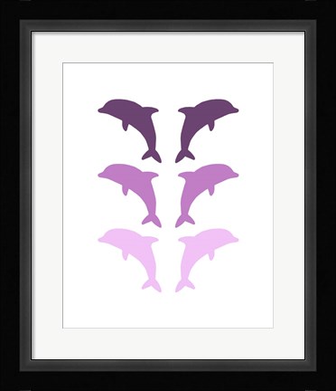Framed Leaping Dolphins - Purple Print