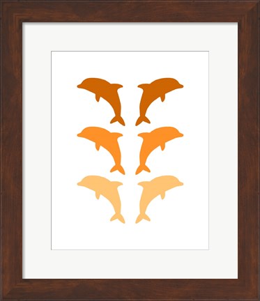 Framed Leaping Dolphins - Orange Print