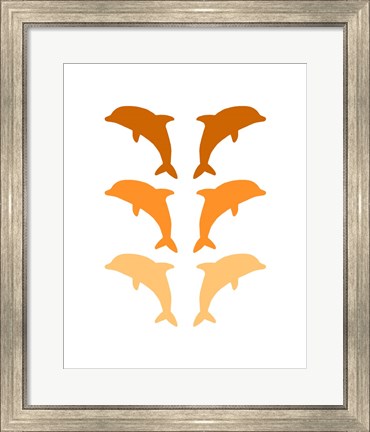 Framed Leaping Dolphins - Orange Print