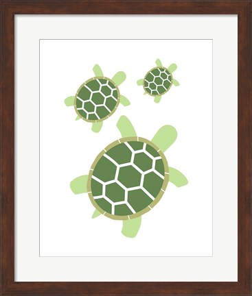 Framed Three Turtles - Green Print