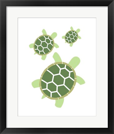 Framed Three Turtles - Green Print