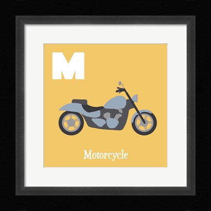 Framed Transportation Alphabet - M is for Motorcycle Print