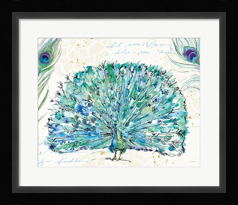 Framed Peacock Garden IX Purple Print