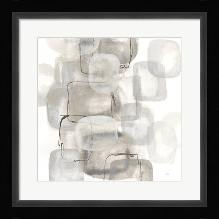 Framed Neutral Stacking I White Print