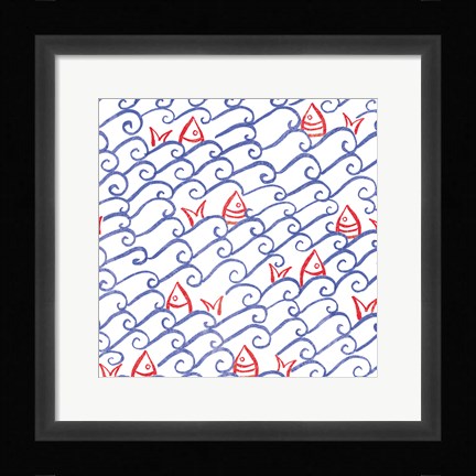 Framed Coastal Birds Pattern VA Print