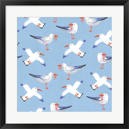Framed Coastal Birds Pattern II Print