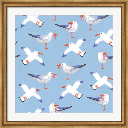 Framed Coastal Birds Pattern II Print
