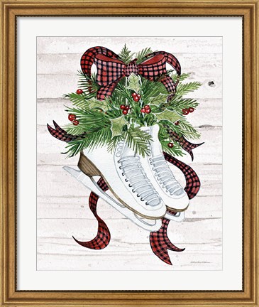 Framed Holiday Sports III on White Wood Print
