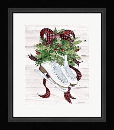 Framed Holiday Sports III on White Wood Print