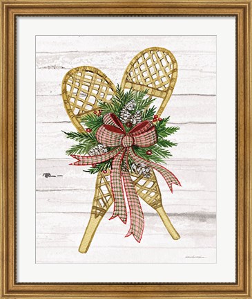 Framed Holiday Sports I on White Wood Print