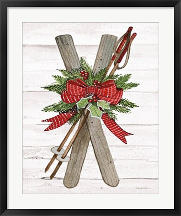 Framed Holiday Sports IV on White Wood Print
