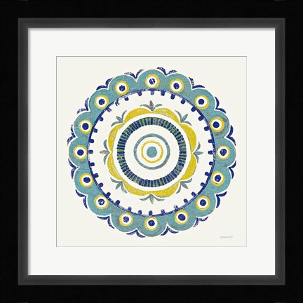 Framed Lakai Circle II Blue and Yellow Print