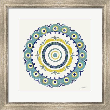 Framed Lakai Circle II Blue and Yellow Print