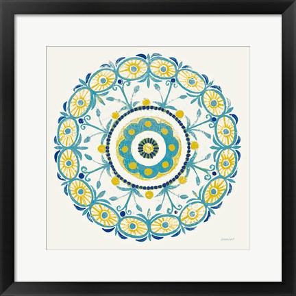 Framed Lakai Circle I Blue and Yellow Print
