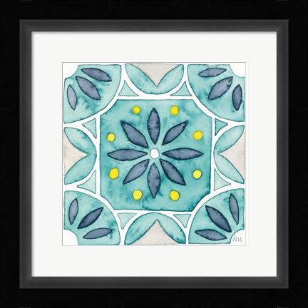 Framed Garden Getaway Tile VIII Teal Print