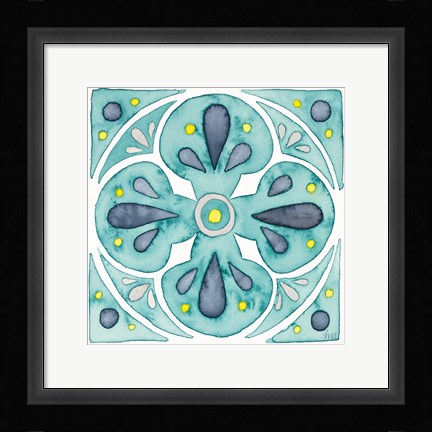 Framed Garden Getaway Tile VI Teal Print