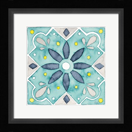 Framed Garden Getaway Tile V Teal Print