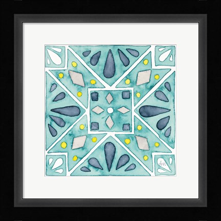 Framed Garden Getaway Tile IX Teal Print
