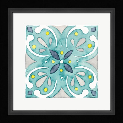 Framed Garden Getaway Tile IV Teal Print